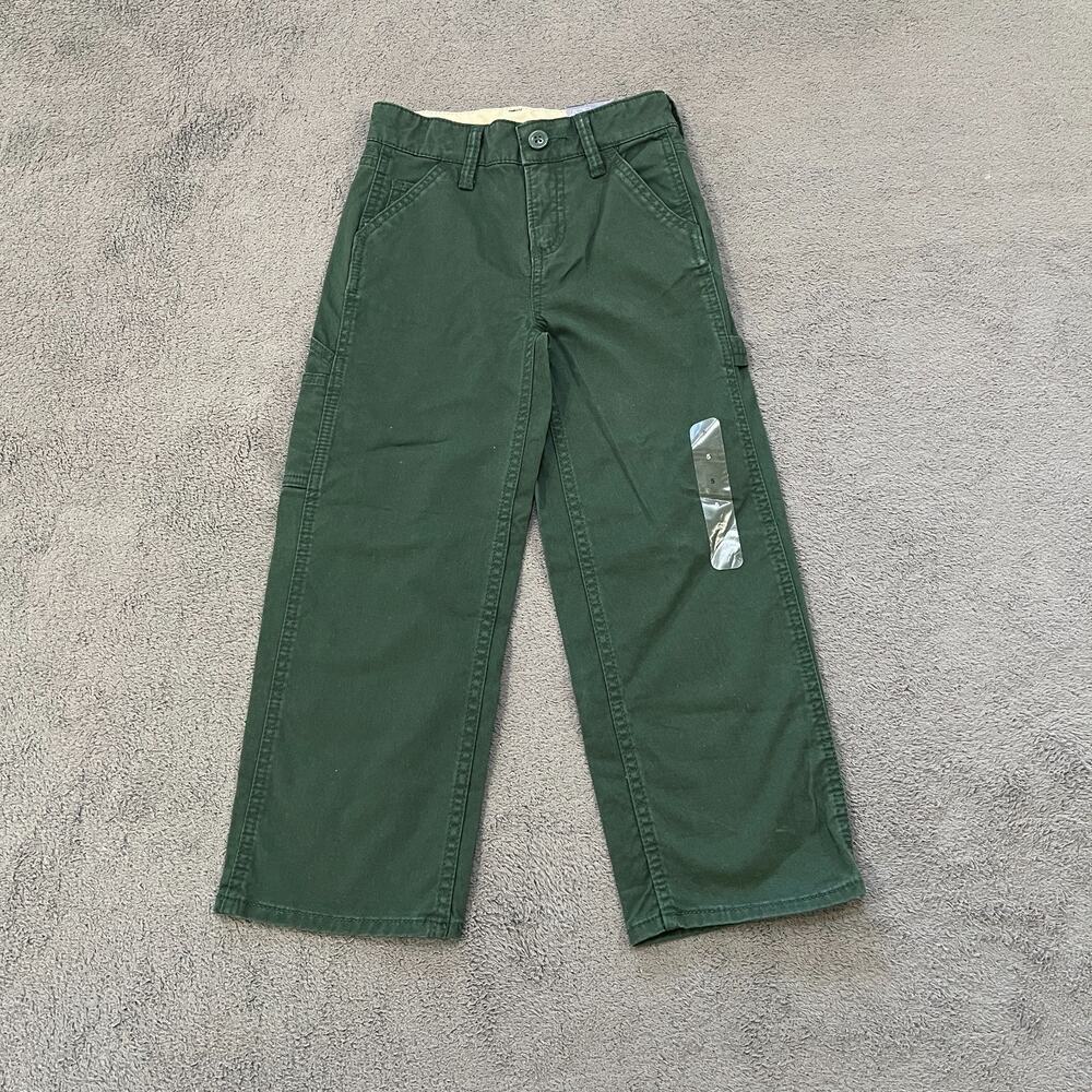Gap Kids Green Carpenter Canvas Comfort Stretch Utility Pants Kids Boy's Size 5